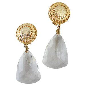 Vintage 1980s Signed Ellen Designs Clear Drop Clip Earrings